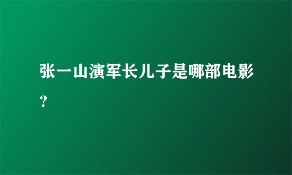 张一山演军长儿子是哪部电影？
