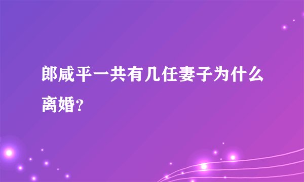 郎咸平一共有几任妻子为什么离婚？