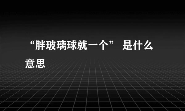 “胖玻璃球就一个” 是什么意思