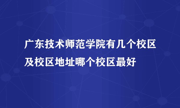 广东技术师范学院有几个校区及校区地址哪个校区最好