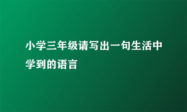 小学三年级请写出一句生活中学到的语言