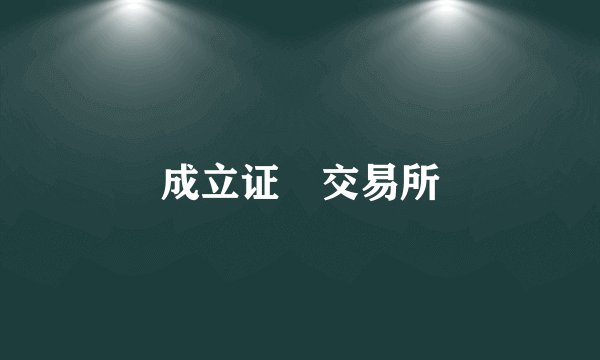 成立证劵交易所