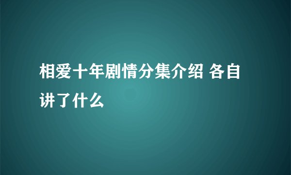 相爱十年剧情分集介绍 各自讲了什么