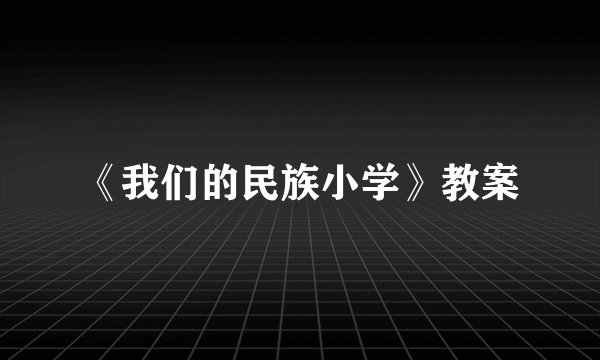 《我们的民族小学》教案