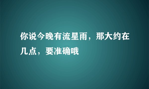 你说今晚有流星雨，那大约在几点，要准确哦