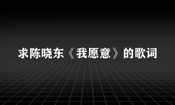 求陈晓东《我愿意》的歌词