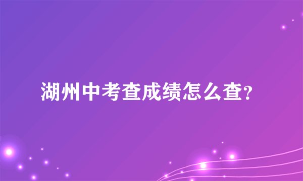湖州中考查成绩怎么查？