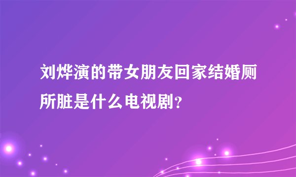 刘烨演的带女朋友回家结婚厕所脏是什么电视剧？