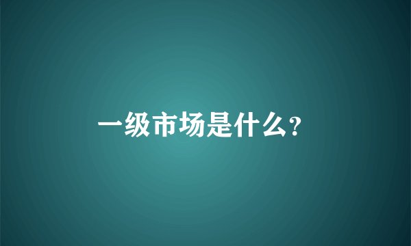 一级市场是什么？
