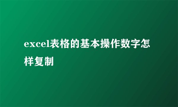 excel表格的基本操作数字怎样复制
