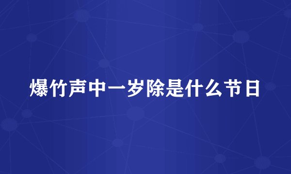 爆竹声中一岁除是什么节日