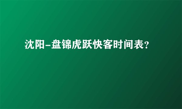 沈阳-盘锦虎跃快客时间表？