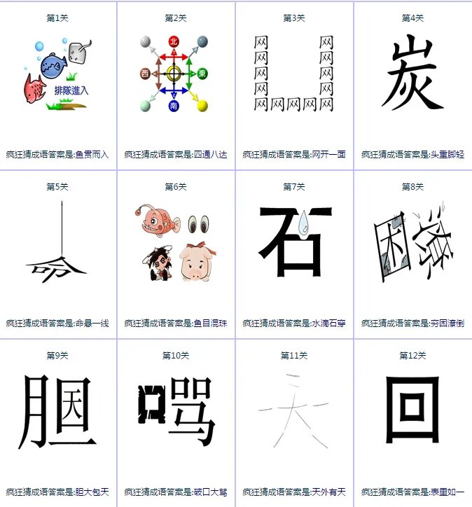 疯狂猜成语答案第1关到第30关所有答案带图