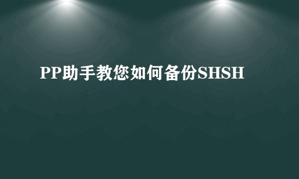 PP助手教您如何备份SHSH
