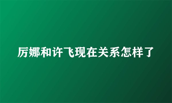 厉娜和许飞现在关系怎样了