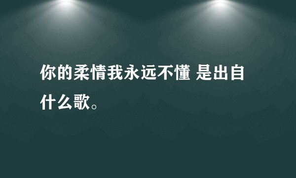 你的柔情我永远不懂 是出自什么歌。