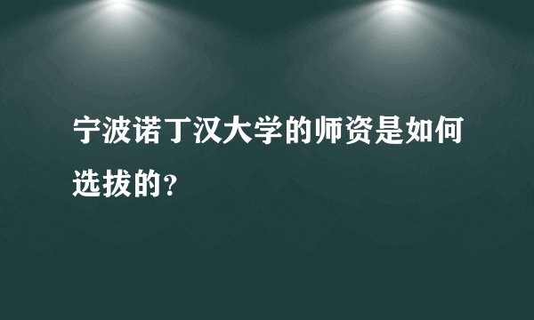 宁波诺丁汉大学的师资是如何选拔的?