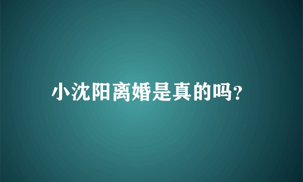 小沈阳离婚是真的吗？