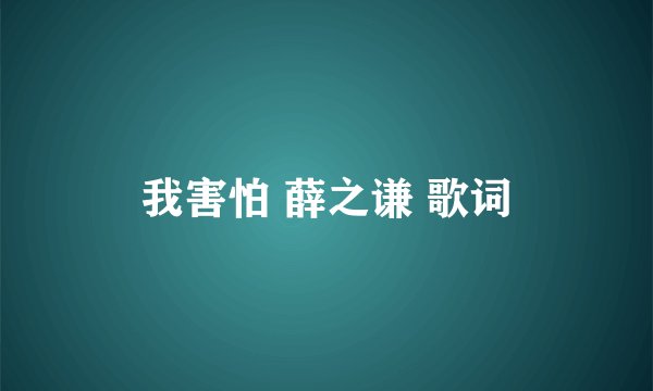 我害怕 薛之谦 歌词