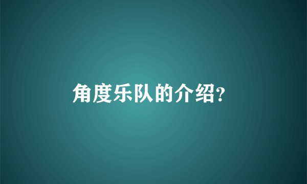 角度乐队的介绍？