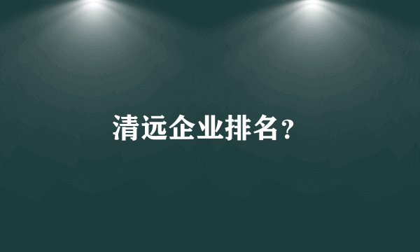 清远企业排名？