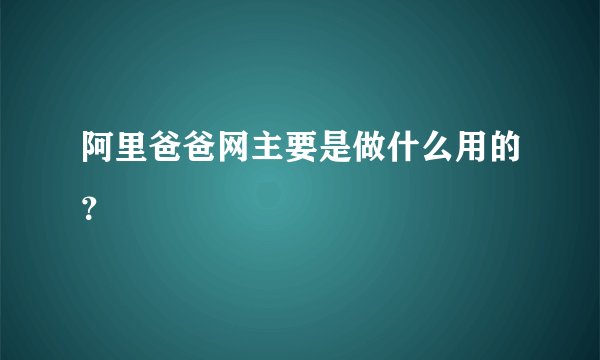 阿里爸爸网主要是做什么用的？