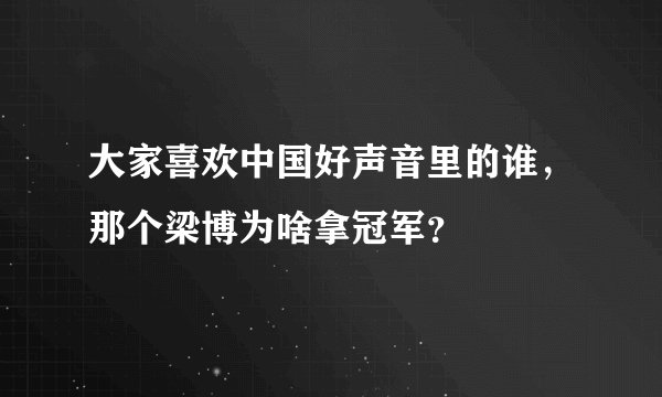 大家喜欢中国好声音里的谁，那个梁博为啥拿冠军？