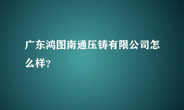 广东鸿图南通压铸有限公司怎么样？