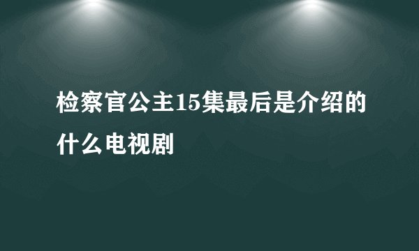 检察官公主15集最后是介绍的什么电视剧