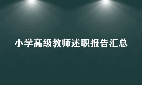 小学高级教师述职报告汇总