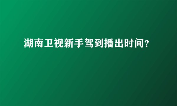 湖南卫视新手驾到播出时间？