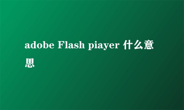 adobe Flash piayer 什么意思