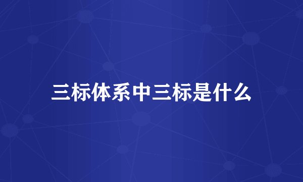 三标体系中三标是什么