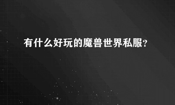 有什么好玩的魔兽世界私服？