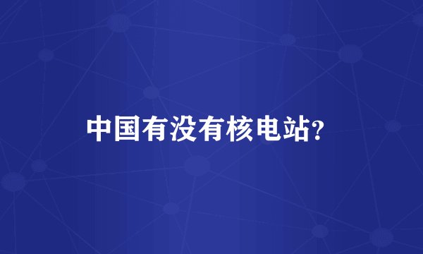 中国有没有核电站？