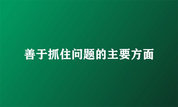 善于抓住问题的主要方面