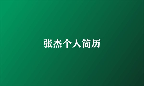 张杰个人简历