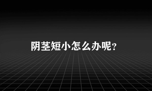 阴茎短小怎么办呢？