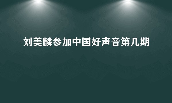 刘美麟参加中国好声音第几期