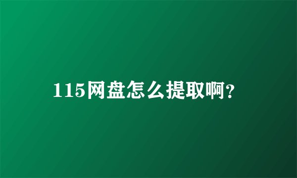 115网盘怎么提取啊？