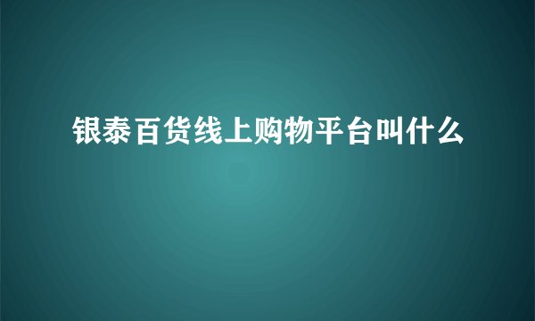 银泰百货线上购物平台叫什么