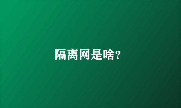 隔离网是啥？