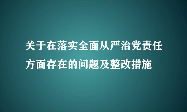 关于在落实全面从严治党责任方面存在的问题及整改措施