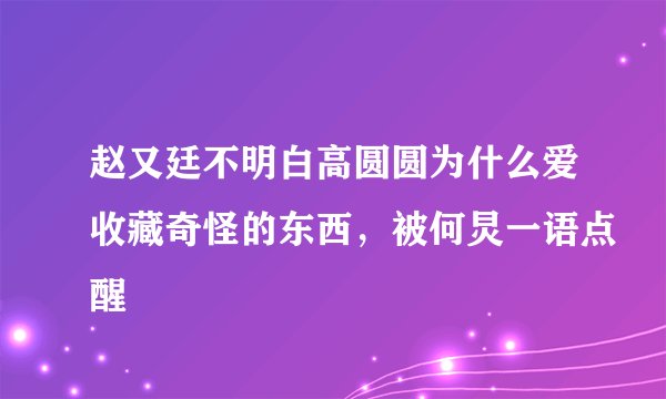 赵又廷不明白高圆圆为什么爱收藏奇怪的东西，被何炅一语点醒