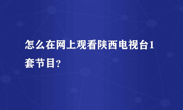 怎么在网上观看陕西电视台1套节目？