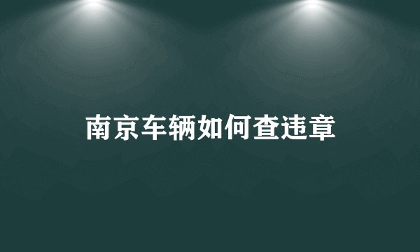 南京车辆如何查违章
