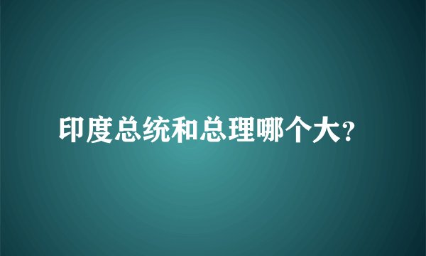 印度总统和总理哪个大？