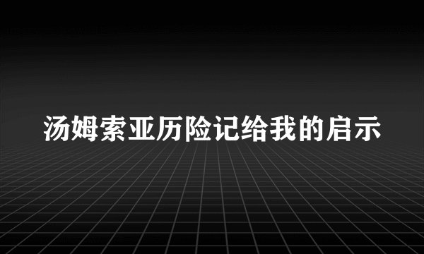 汤姆索亚历险记给我的启示