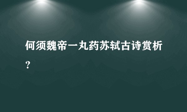 何须魏帝一丸药苏轼古诗赏析？