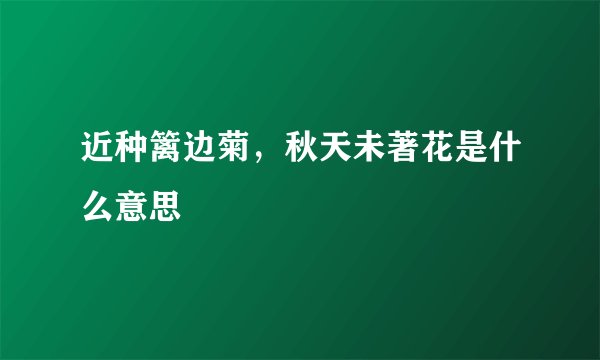 近种篱边菊,秋天未著花是什么意思